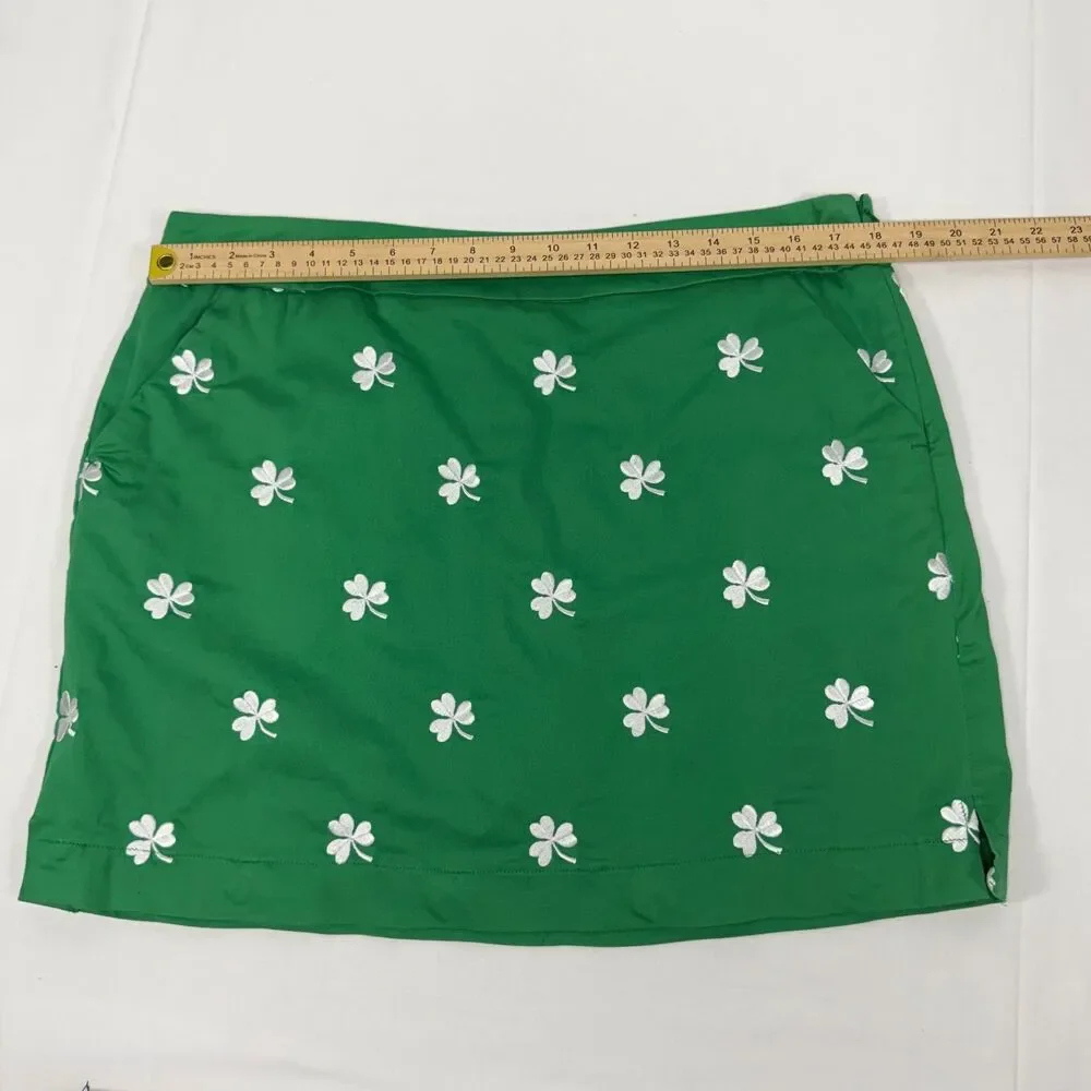 Embroidered Shamrock Loudmouth Ladies Golf Skort Kelly Green Size 14 US